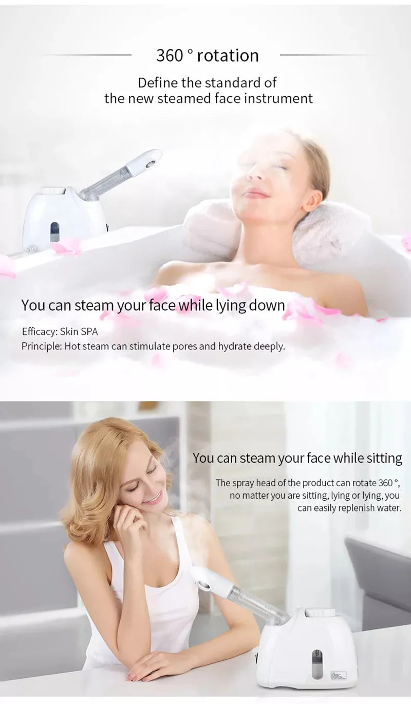 Vaporisateur à vapeur pour le visage à l'ozone, humidificateur à brume chaude pour le visage, nettoyage en profondeur, vaporisateur, salon, spa à domicile, soins de la peau, blanchiment