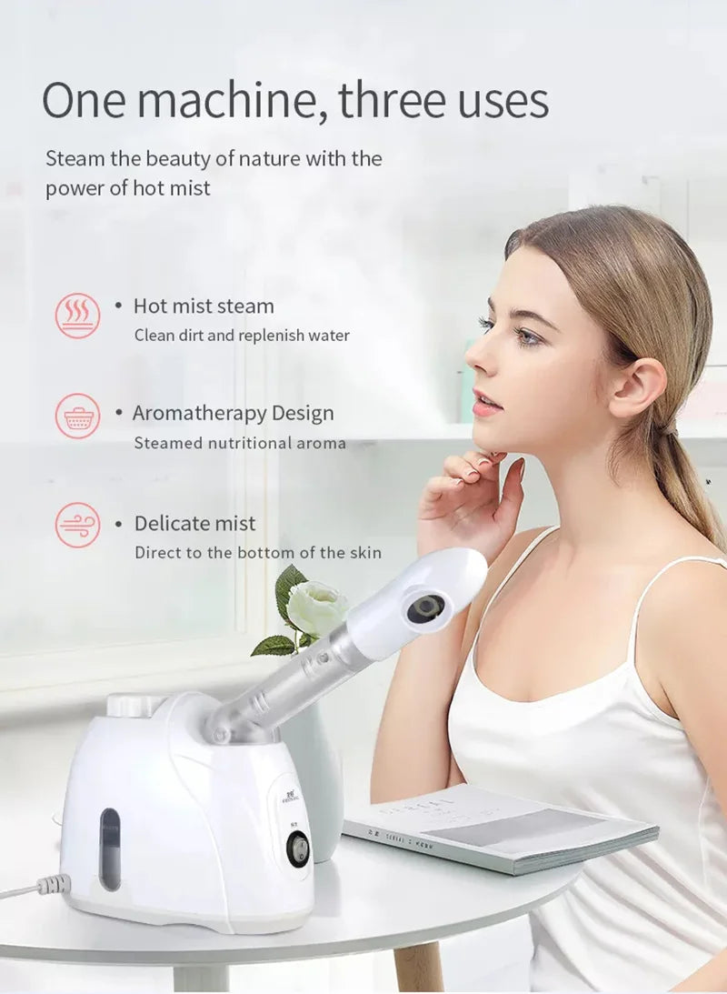 Vaporisateur à vapeur pour le visage à l'ozone, humidificateur à brume chaude pour le visage, nettoyage en profondeur, vaporisateur, salon, spa à domicile, soins de la peau, blanchiment