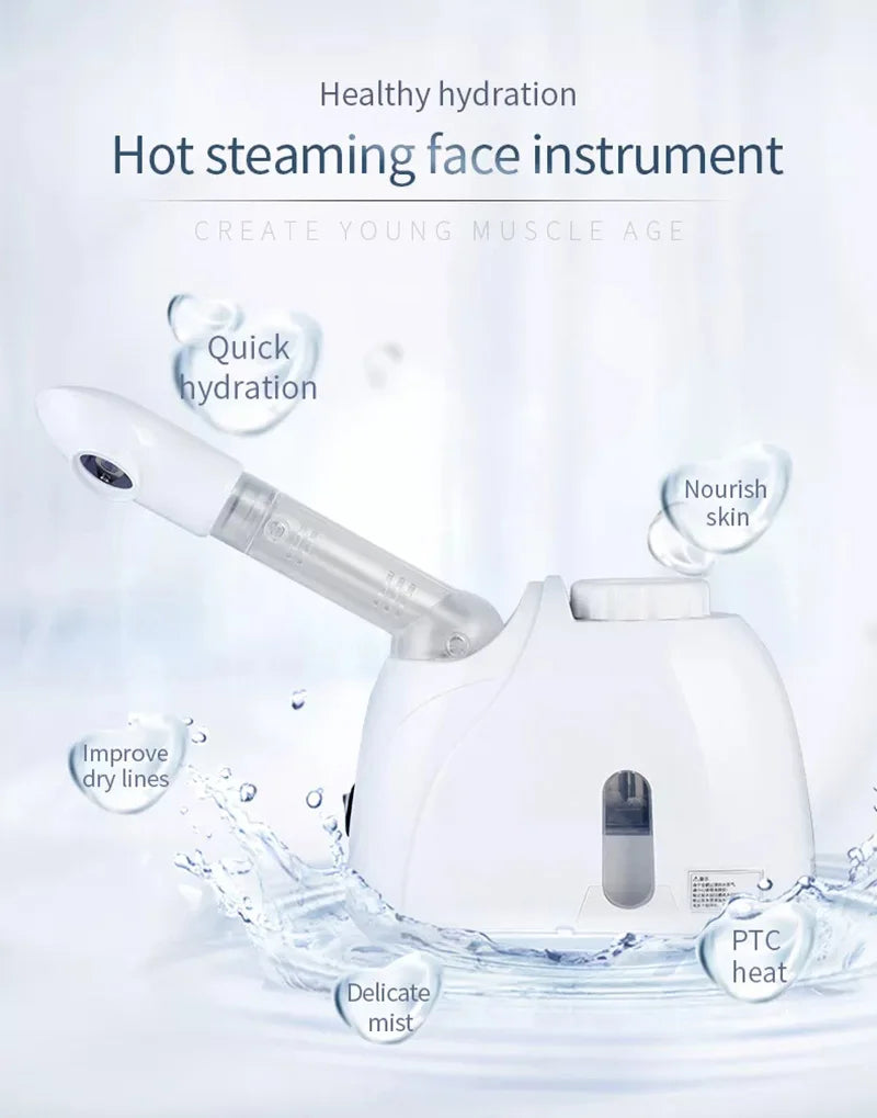 Vaporisateur à vapeur pour le visage à l'ozone, humidificateur à brume chaude pour le visage, nettoyage en profondeur, vaporisateur, salon, spa à domicile, soins de la peau, blanchiment