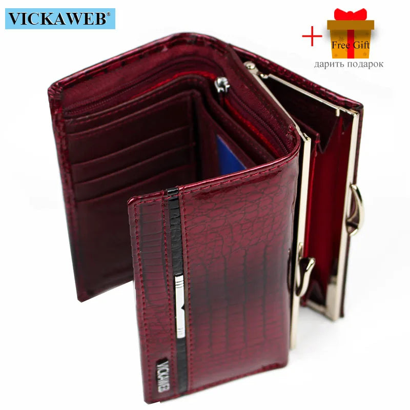 Free Gift Small Cute Wallet For Women Fashion Mini Purse Female Patent Leather Ladies Designer Brand Short Red Woman Card Holder