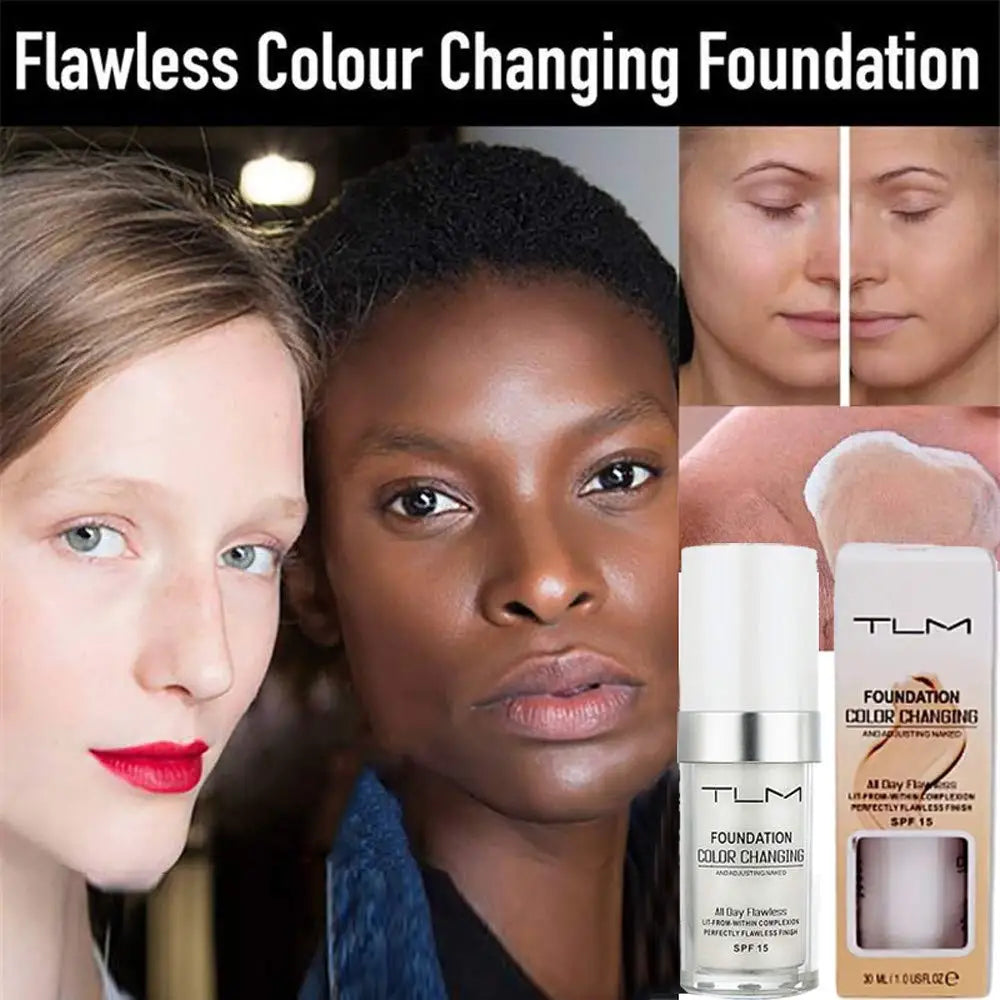 TLM Foundation Magic Fond de teint changeant de couleur liquide doux mat longue tenue Base de maquillage hydratante