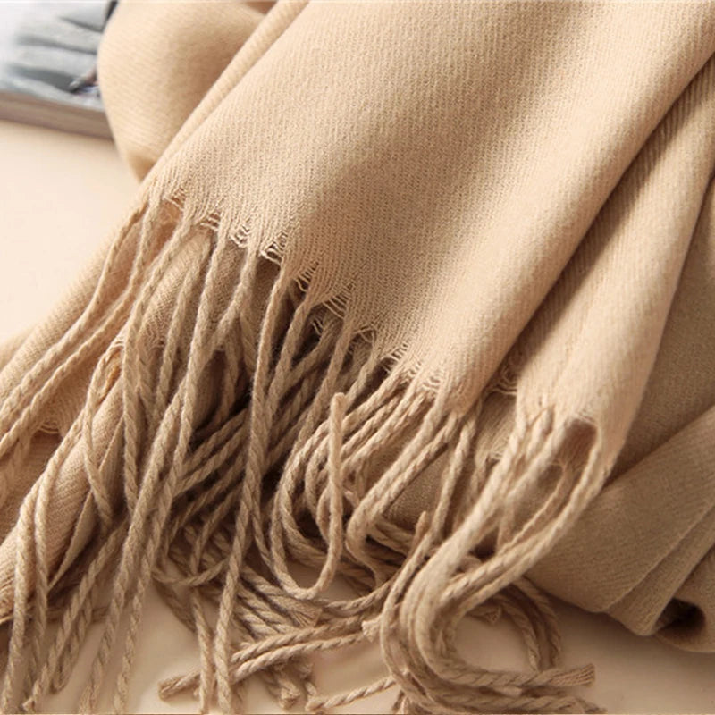 Desgine Brand Solid Women Cashmere Scarf Autumn Winter Warm Shawls Wraps 2024Men's Pashmina Tassels Scarves Female Foulard Mujer