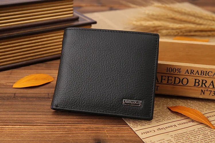 Free Name Engraving Short Genuine Leather Men Wallets Fashion Coin Pocket Card Holder Men Purse Simple Quality Male Wallets