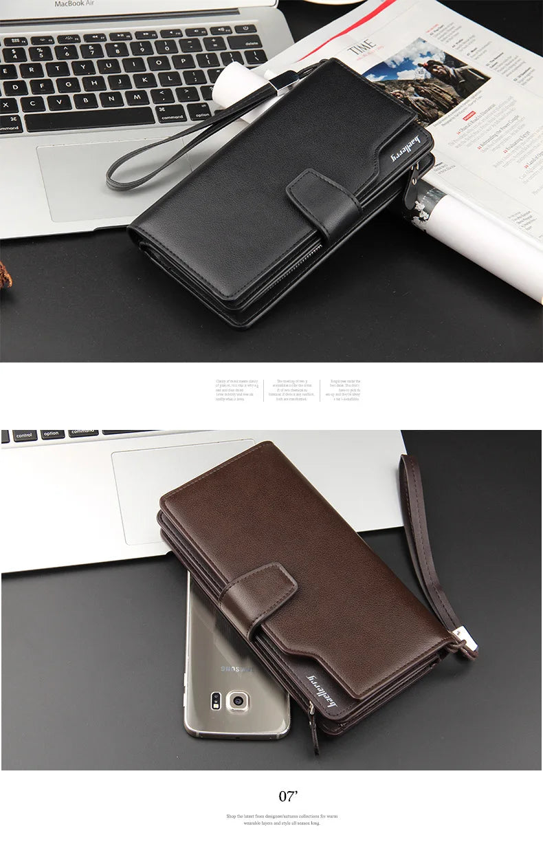 Baellerry Men Wallets Long Style High Quality Card Holder Male Purse Zipper Large Capacity Brand PU Leather Wallet For Men