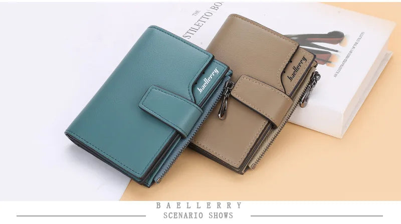 2024 New Women Wallets Name Customized Fashion Short PU Leather Quality Card Holder Classic Female Purse Zipper Wallet For Women