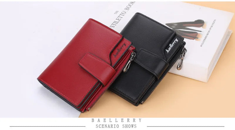 2024 New Women Wallets Name Customized Fashion Short PU Leather Quality Card Holder Classic Female Purse Zipper Wallet For Women