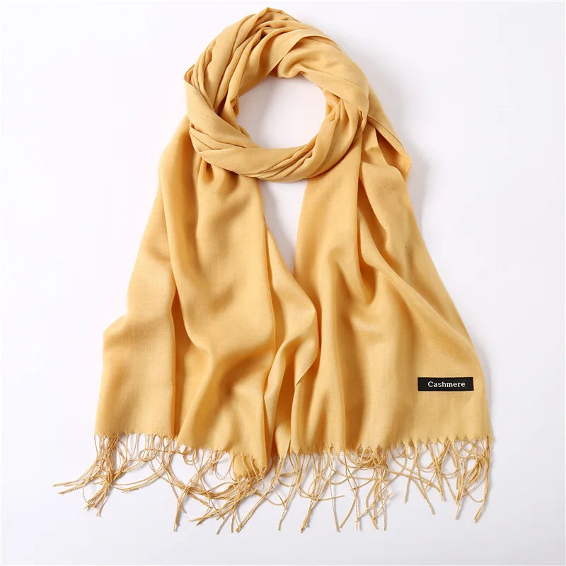 Desgine Brand Solid Women Cashmere Scarf Autumn Winter Warm Shawls Wraps 2024Men's Pashmina Tassels Scarves Female Foulard Mujer