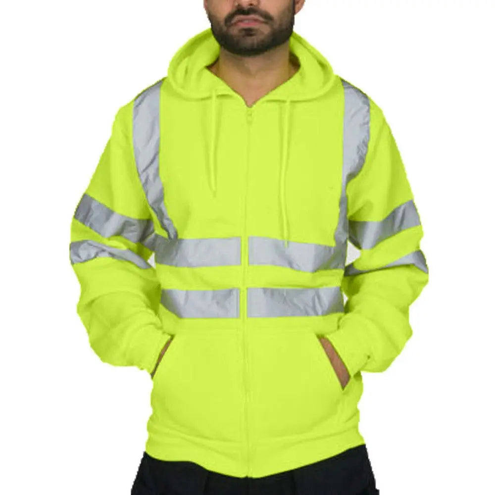 Coat Fleece Sweatshirt M-4XL Night Work Pullover Hoodie High Visibility Jacket Reflective Hi Viz Vis