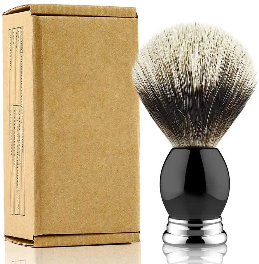 Luxury 100% Silvertip Pure Badger Hair Shaving Brush 22mm, Black Resin & Alloy Design Handle for Men Wet Shaving Handmade Gift