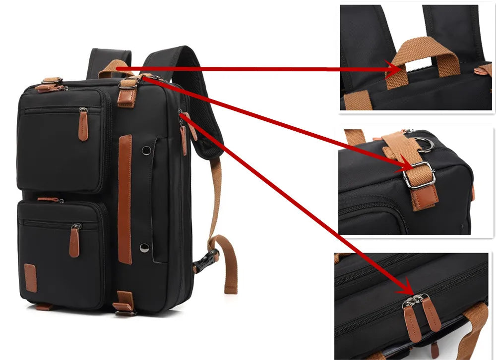 2024 New Convertible Backpack 15.6/17.3Inch Laptop Backpack Fashion Travel Business Backpack Nylon Waterproof Student Backpack