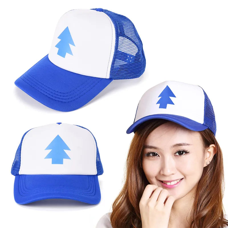 1 PC Women Men Trucker Baseball Cap Pine Tree Dipper Gravity Fall Adjustable Mesh Hat Freak Town Diep The Same Paragraph