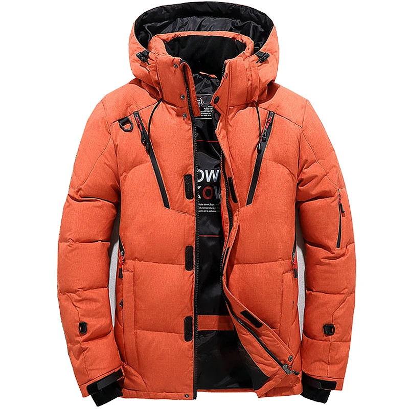 Men's White Duck Down Jacket Warm Hooded Thick Puffer Jacket Coat Male Casual High Quality Overcoat Thermal Winter Parka Men