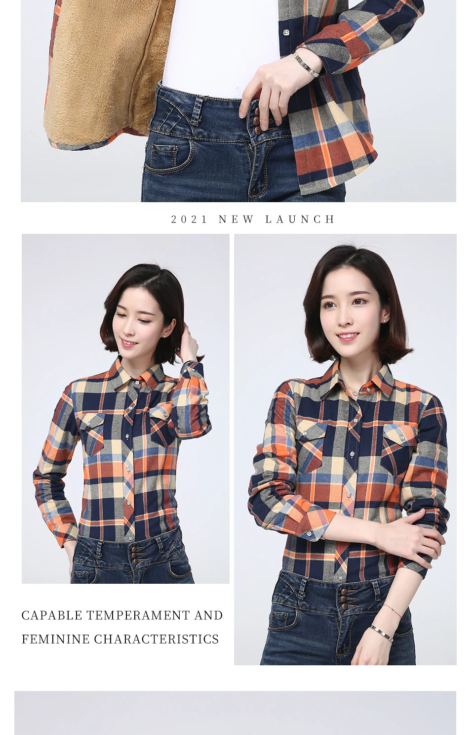 2023 Winter New Women's Warm Plaid Shirt Coat Casual Fleece Velvet Plus Thicke Tops Brand College Style Woman Clothes Outerwear