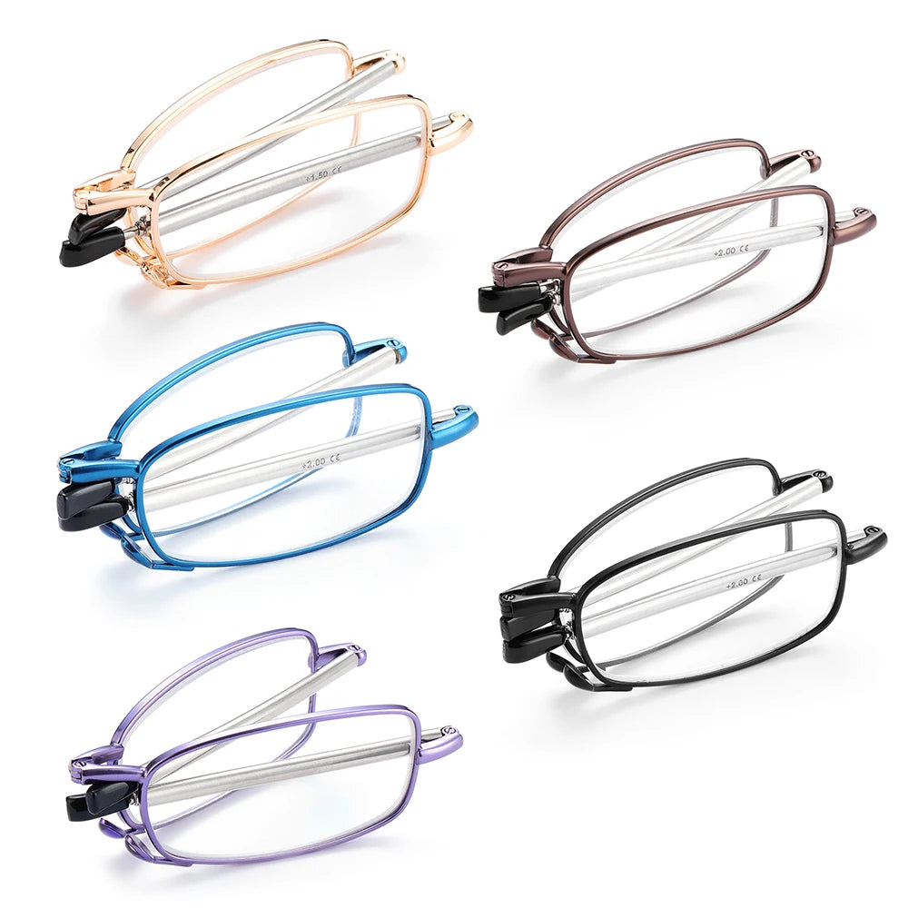 Lunettes de lecture design MINI tendance pour hommes et femmes, petites lunettes pliantes, monture en métal noir, avec boîte d'origine, portables