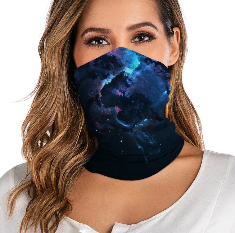 3D digital printed women's outdoor Bandana Breathable Face Scarf Fishing Cycling Sport  Elastic Tube Neck Gaiter headband scarf