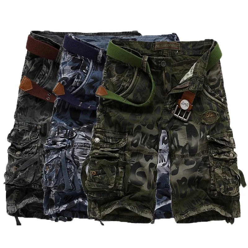 High Quality Camouflage Loose Cargo Shorts for Men Summer Fashion Camo Shorts Multiple Pockets Cargo Pants for Men