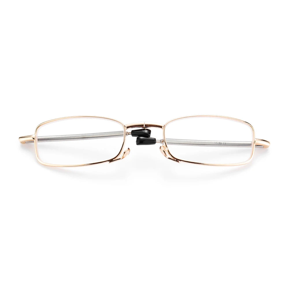 Lunettes de lecture design MINI tendance pour hommes et femmes, petites lunettes pliantes, monture en métal noir, avec boîte d'origine, portables