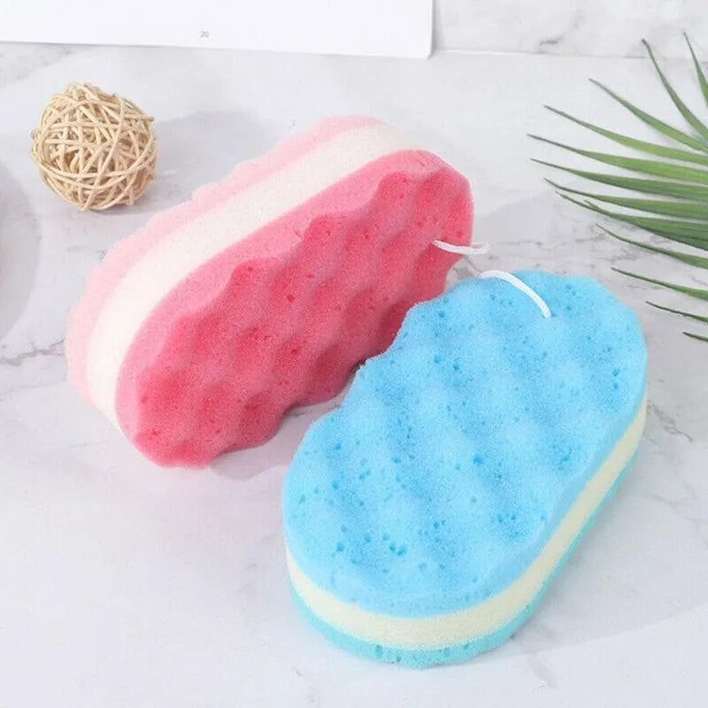 Éponge de bain ondulée à trois couches, brosse pour le corps, nettoyage de la peau, massage, nettoyage, douche, enfants, adultes, porte-serviette en mousse