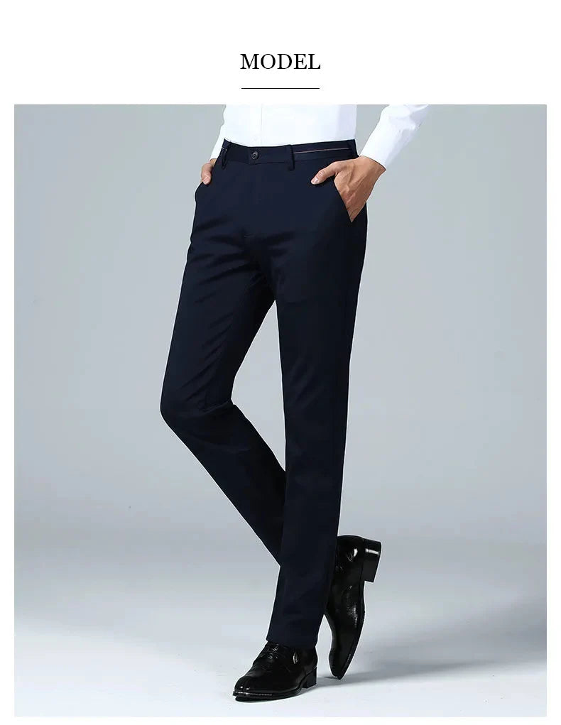 Pantalon de costume décontracté pour homme, mode d'été, pantalon de costume, droit, élastique, formel, grande taille 28-40