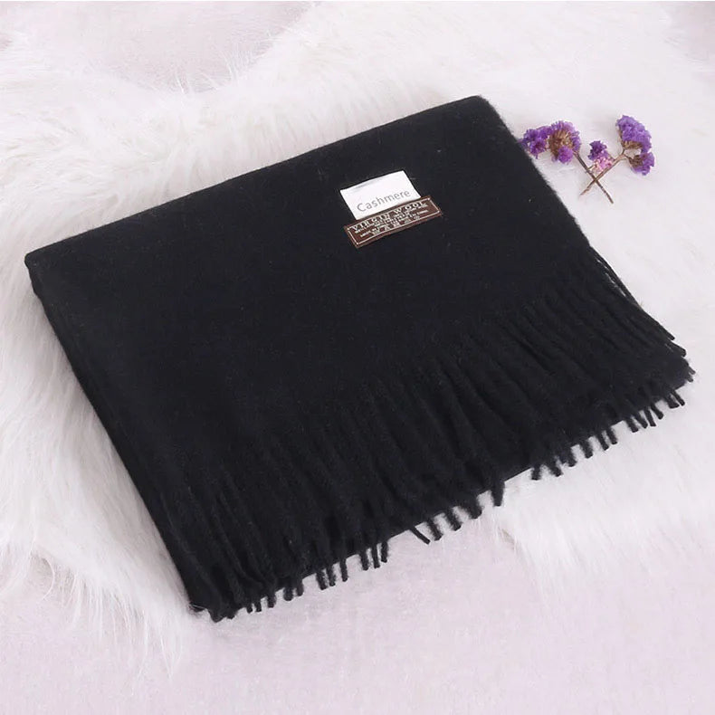 Women Winter Soft Warm Cashmere Scarf Luxury Brand Wool Scarves Khaki Pashmina Shawls Black Men's Poncho Cashmere Scarfs