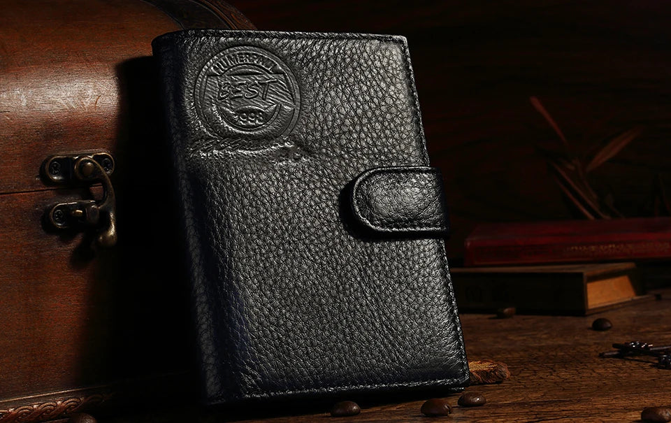 KAVIS Genuine Leather Wallet Men Passport Holder Coin Purse Magic Walet PORTFOLIO MAN Portomonee Mini Vallet Passport Cover