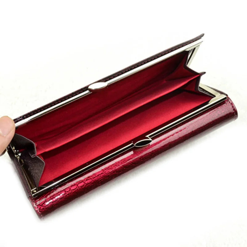 Designer Genuine Leather Women Wallet Female Long Clutch Money Bag  Luxury Brand Alligator Leather Ladies Coin Purse Wife's Gift