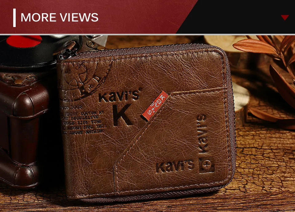 Vintage Short Men Wallets Genuine Leather Small Zipper Clutch Money Bag Solid Top Quality Coin Purse Male Porte Feuille Hommes