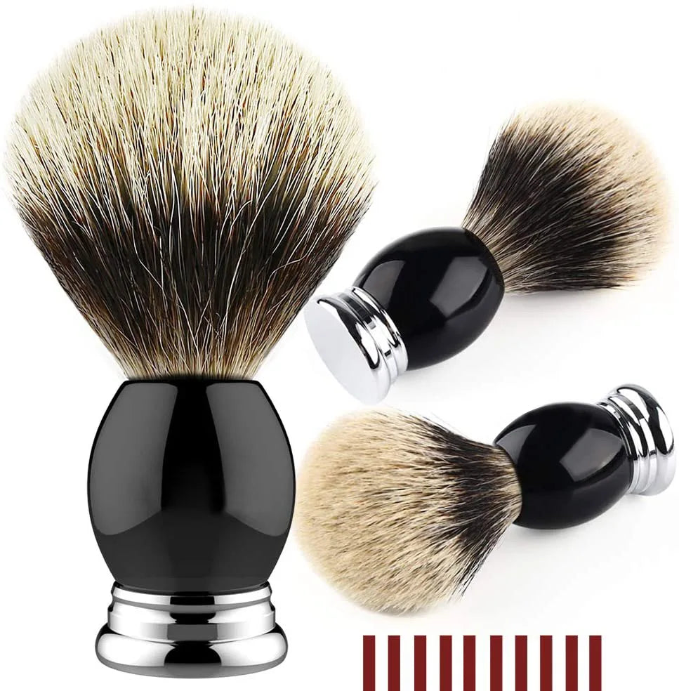 Luxury 100% Silvertip Pure Badger Hair Shaving Brush 22mm, Black Resin & Alloy Design Handle for Men Wet Shaving Handmade Gift