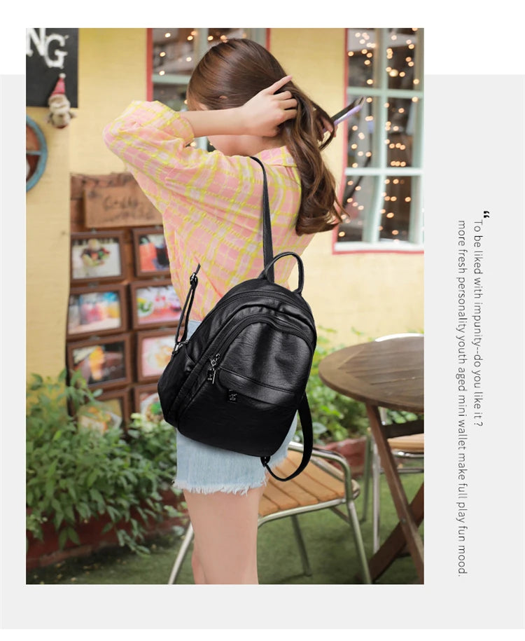 New 2023 Multifunction Vintage Women Backpacks High Quality Female Back Pack Ladies Shoulder Bag Ladies Leather Travel Backpack