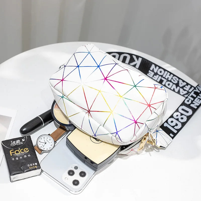 Women Laser Crossbody Bag Sling Shoulder Bag Jelly Holographic Square Messenger Satchel Bag For Lady Daily Small Handbag Purse