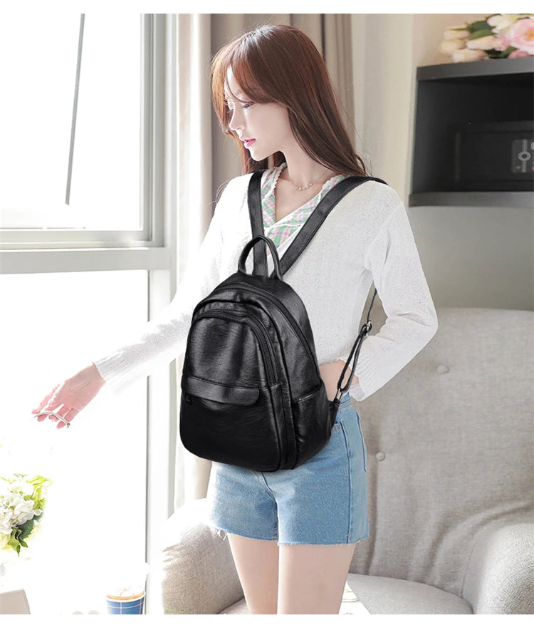 New 2023 Multifunction Vintage Women Backpacks High Quality Female Back Pack Ladies Shoulder Bag Ladies Leather Travel Backpack