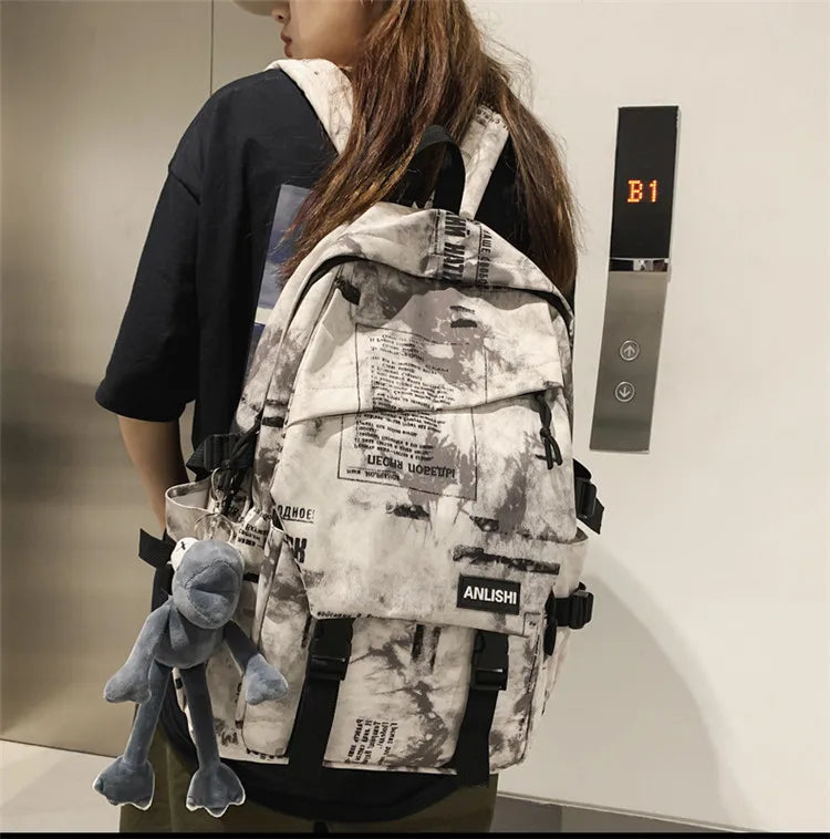 Women Harajuku Cloud Print Men Backpack Student Nylon Laptop New 2021 Cool  School Bag For Teenage Girls Book Bags buckle Ladies