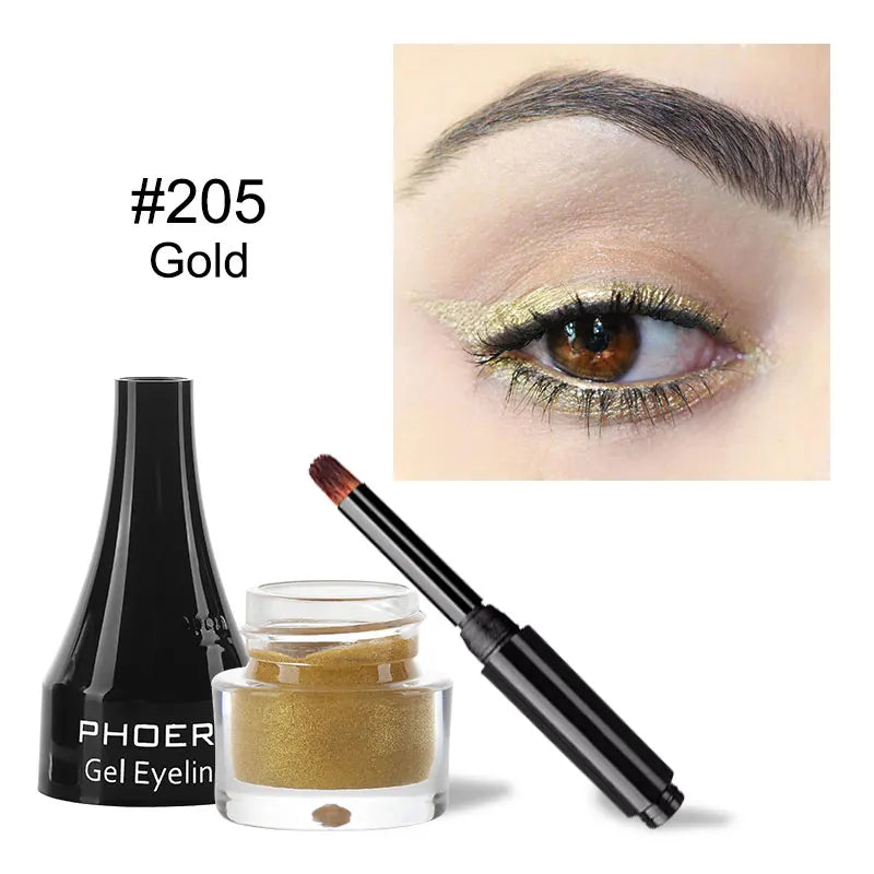 PHOERA Eyeliner Coloré 10 Couleurs Gel Eyeliner Imperméable Avec Pinceau Eyeliner Longue Tenue Crème Outils De Maquillage Cosmétiques Pour Femmes