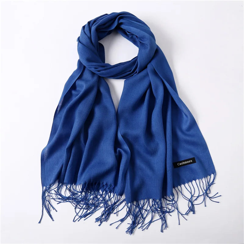 Desgine Brand Solid Women Cashmere Scarf Autumn Winter Warm Shawls Wraps 2024Men's Pashmina Tassels Scarves Female Foulard Mujer