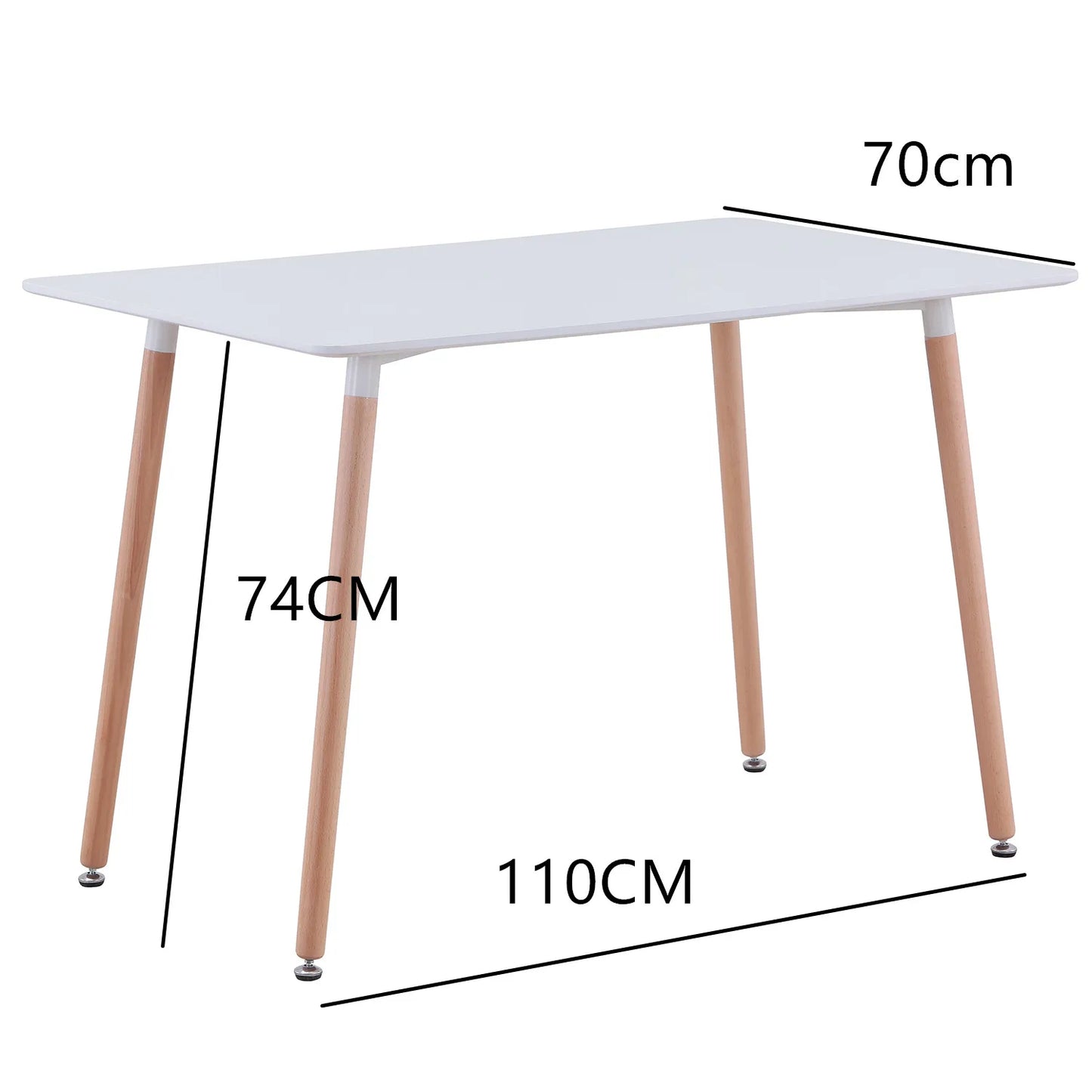 Rectangle Dining Table Set and 4Pcs Nordic Medieval Style Dining Chairs w/Wooden legs for Living Room Dining Room Kitchen White