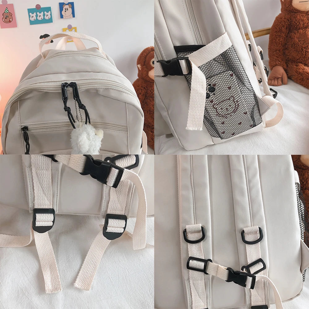 Fashion Big Student Backpack NEW Badge Rucksack Girls School Bag High Capacity Women Backpack Female Cute Leisure Travel Mochila