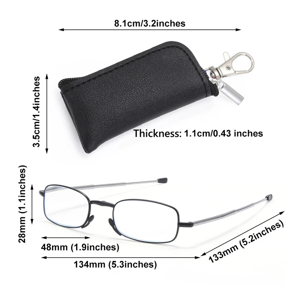 Lunettes de lecture design MINI tendance pour hommes et femmes, petites lunettes pliantes, monture en métal noir, avec boîte d'origine, portables