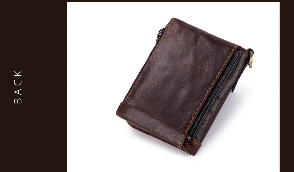 Hot Genuine Leather Men Wallet Coffee Coin Purse Mini Card Holder Chain PORTFOLIO Portomonee Male Walet Support Dropshiping