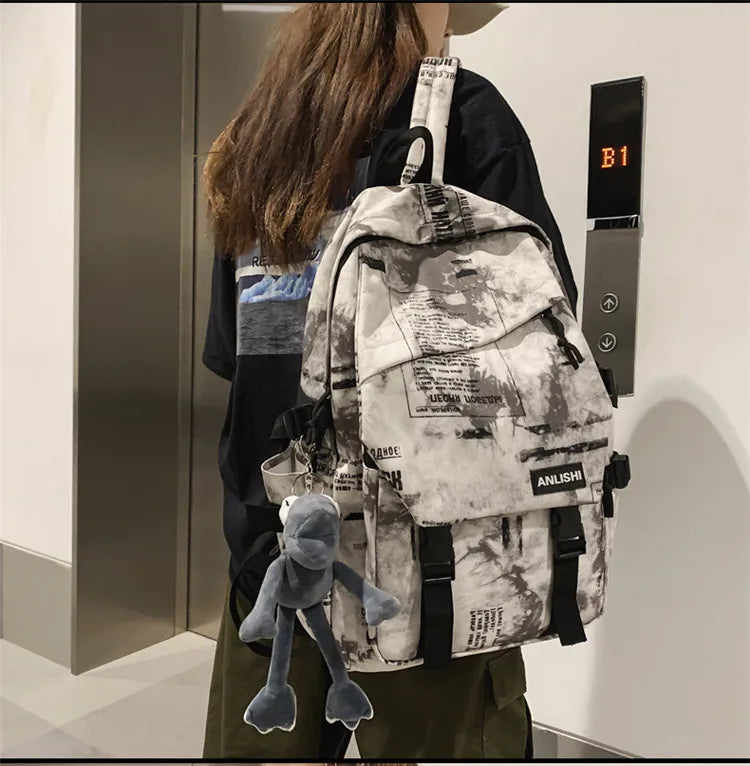 Women Harajuku Cloud Print Men Backpack Student Nylon Laptop New 2021 Cool  School Bag For Teenage Girls Book Bags buckle Ladies