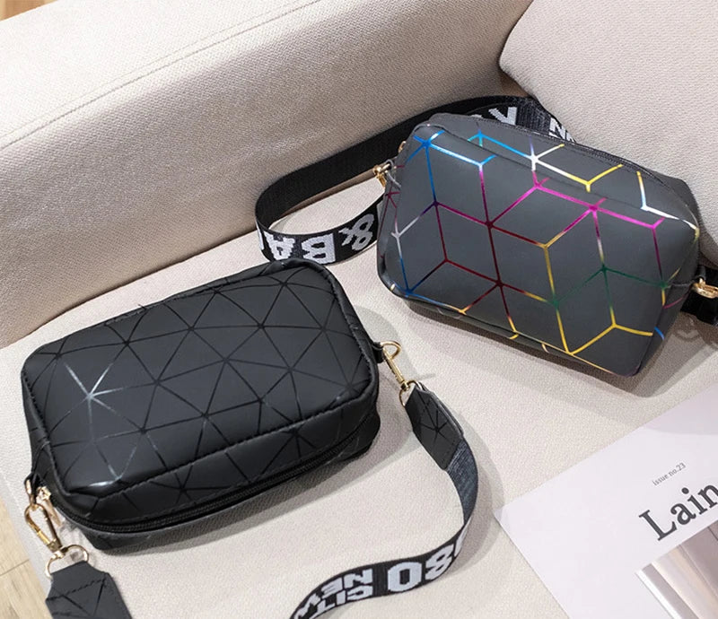 Women Laser Crossbody Bag Sling Shoulder Bag Jelly Holographic Square Messenger Satchel Bag For Lady Daily Small Handbag Purse