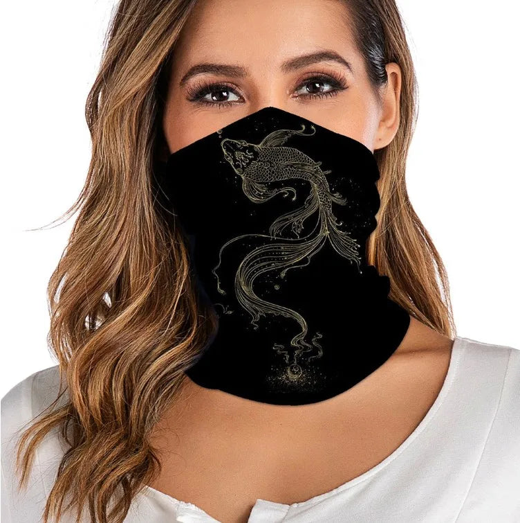 3D digital printed women's outdoor Bandana Breathable Face Scarf Fishing Cycling Sport  Elastic Tube Neck Gaiter headband scarf