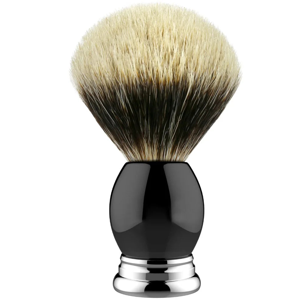 Luxury 100% Silvertip Pure Badger Hair Shaving Brush 22mm, Black Resin & Alloy Design Handle for Men Wet Shaving Handmade Gift