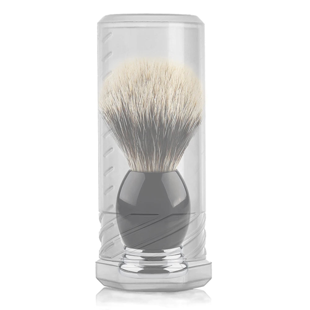 Luxury 100% Silvertip Pure Badger Hair Shaving Brush 22mm, Black Resin & Alloy Design Handle for Men Wet Shaving Handmade Gift