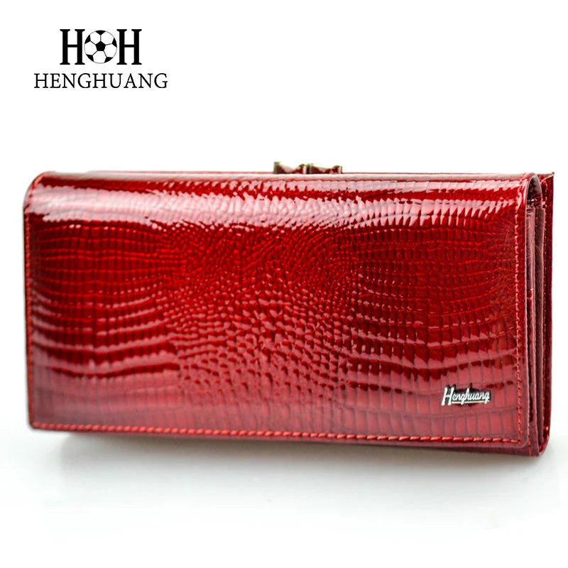 Designer Genuine Leather Women Wallet Female Long Clutch Money Bag  Luxury Brand Alligator Leather Ladies Coin Purse Wife's Gift