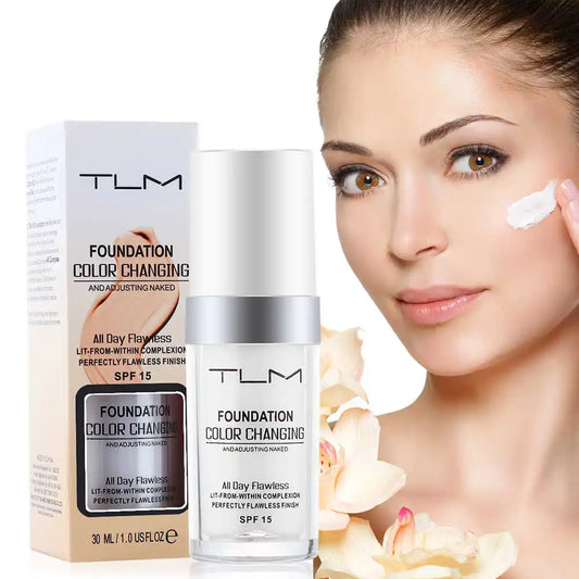 كريم أساس TLM Magic Color Changing Liquid Soft Matte Long-lasting Hydrating Makeup Base maquiagem