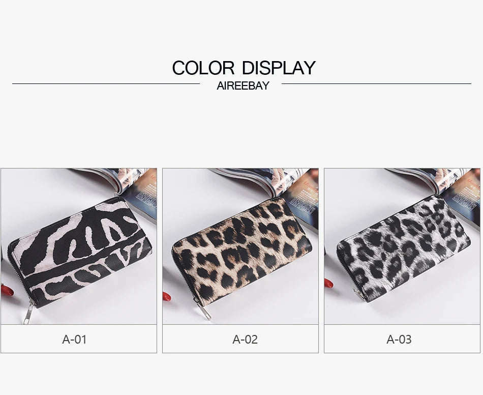 Leather Women Wallet Classic Leopard Animal Print Long Wallets Female Cards Holder Clutch Bag Fashion Ladies Purses