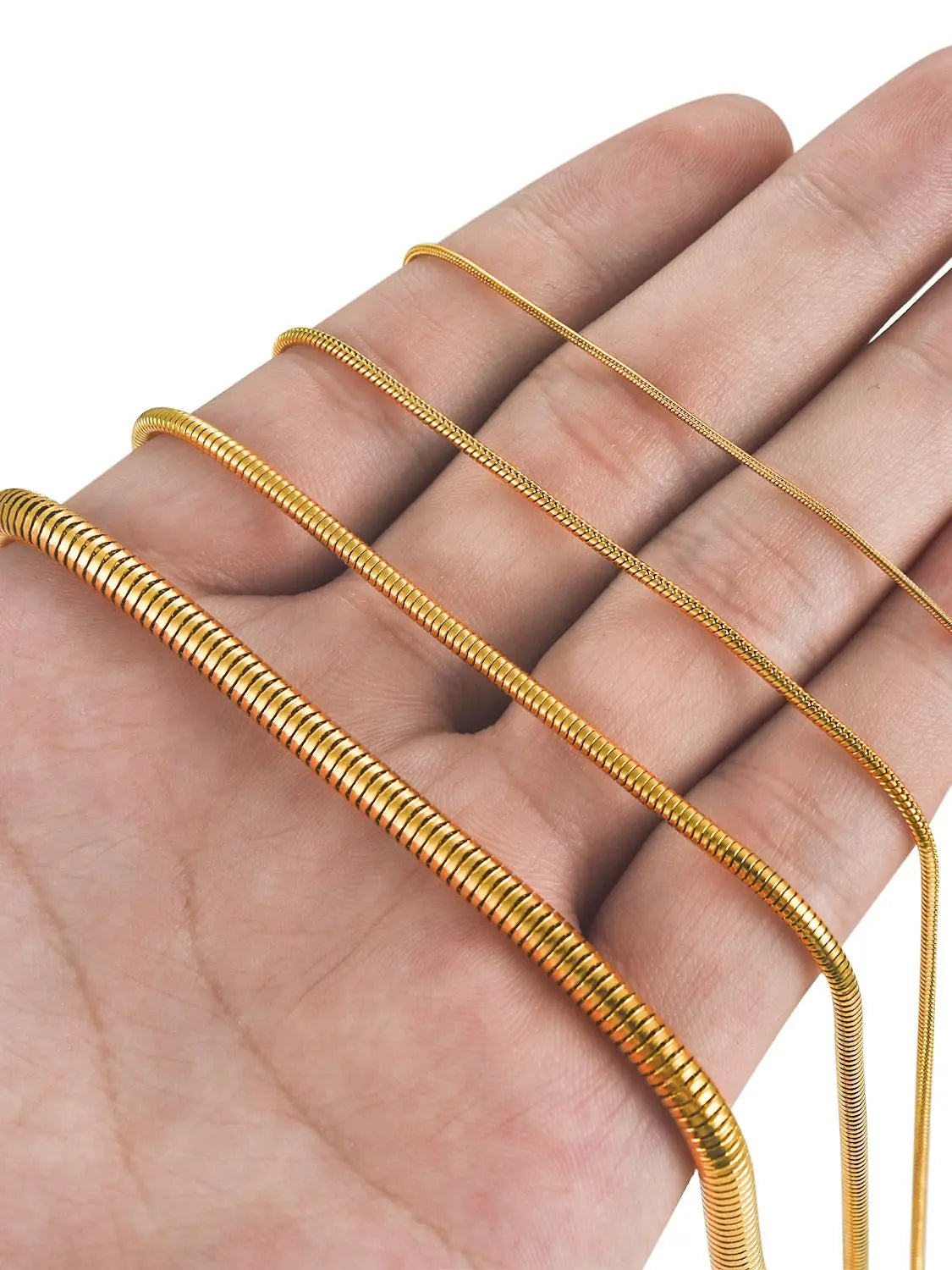 1/1.5/2.4/4mm Basic Stainless Steel Round Snake Chain Necklace Gold Color Plated Choker on Neck Clavicle Jewelry Accessories