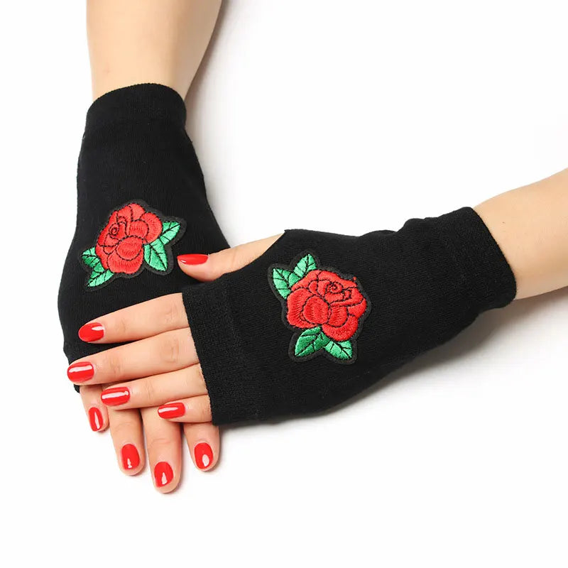 Jolis gants tricotés sans doigts à motifs d'animaux de dessin animé, diamants, paillettes, cool pour les gants de personnalité créatifs d'hiver pour femmes