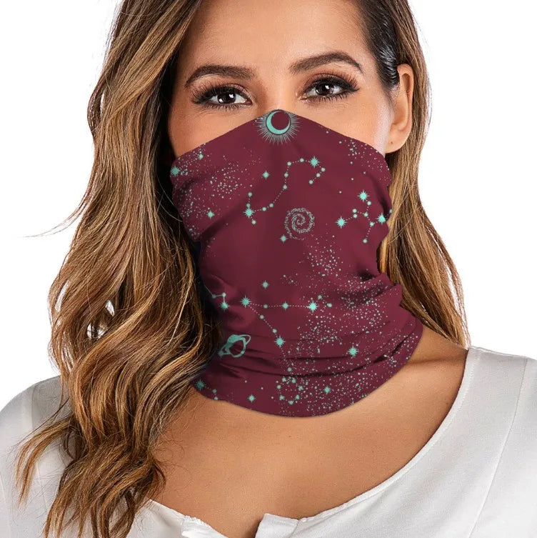 3D digital printed women's outdoor Bandana Breathable Face Scarf Fishing Cycling Sport  Elastic Tube Neck Gaiter headband scarf