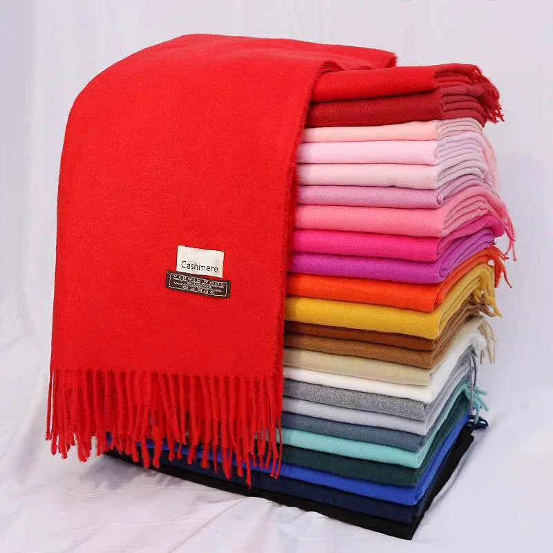 Women Winter Soft Warm Cashmere Scarf Luxury Brand Wool Scarves Khaki Pashmina Shawls Black Men's Poncho Cashmere Scarfs